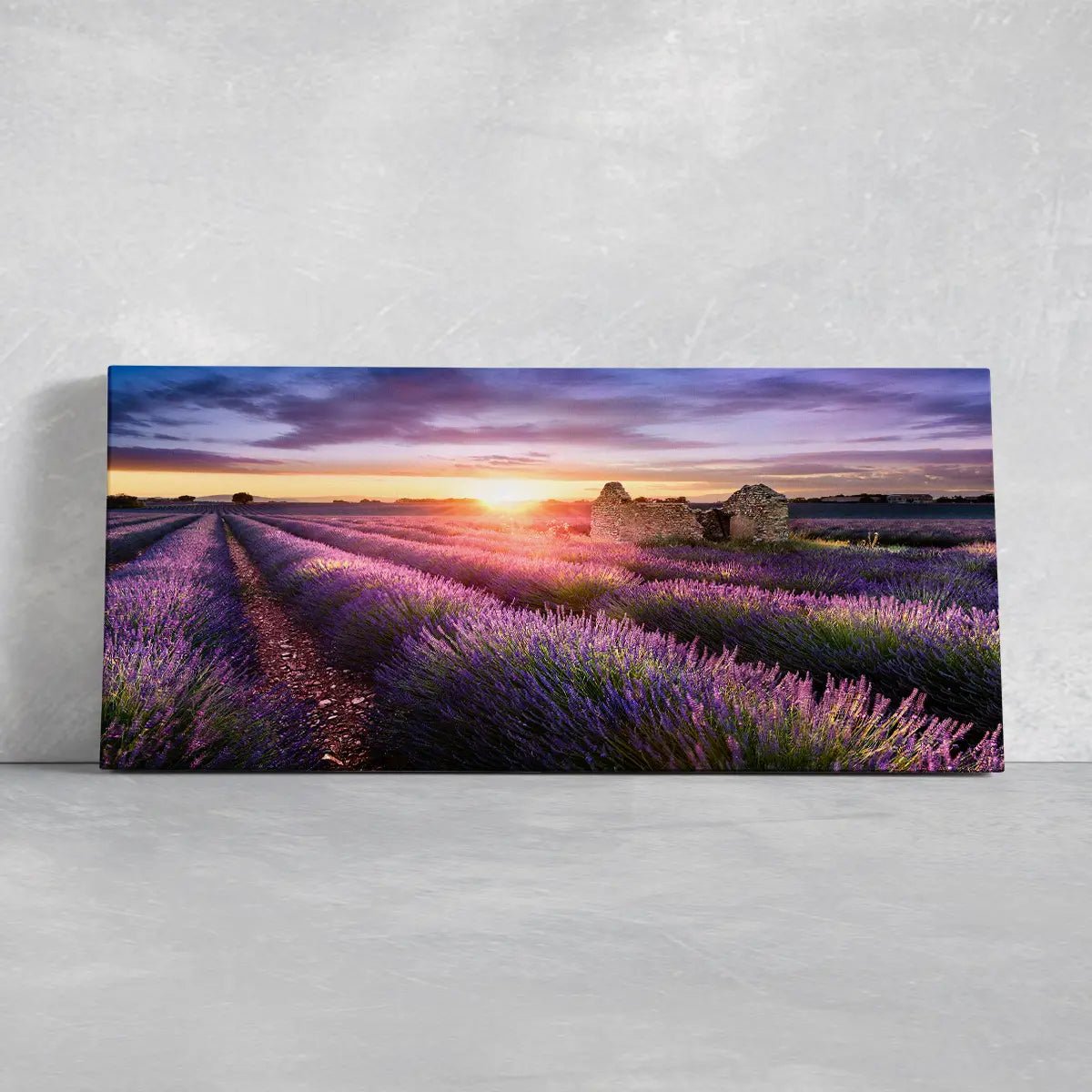 Lavender Field Sunset Wall Art Canvas