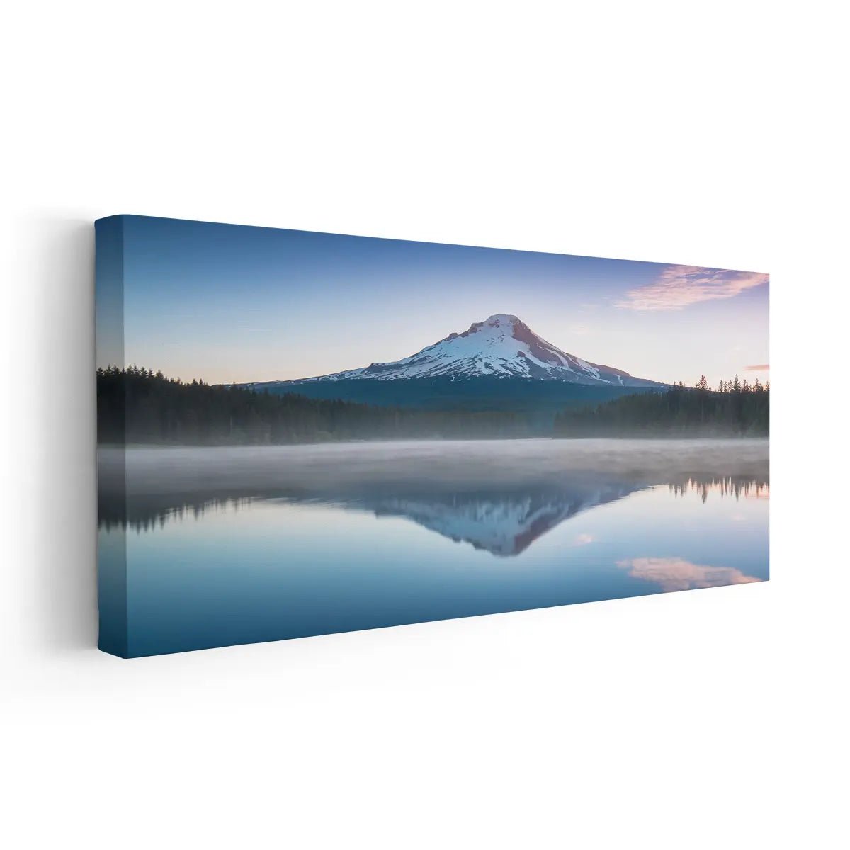 Misty mountain framed wall art for cozy cabin interiors