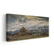 Oversized farmhouse wall art with a weathered barn and cloudy sky