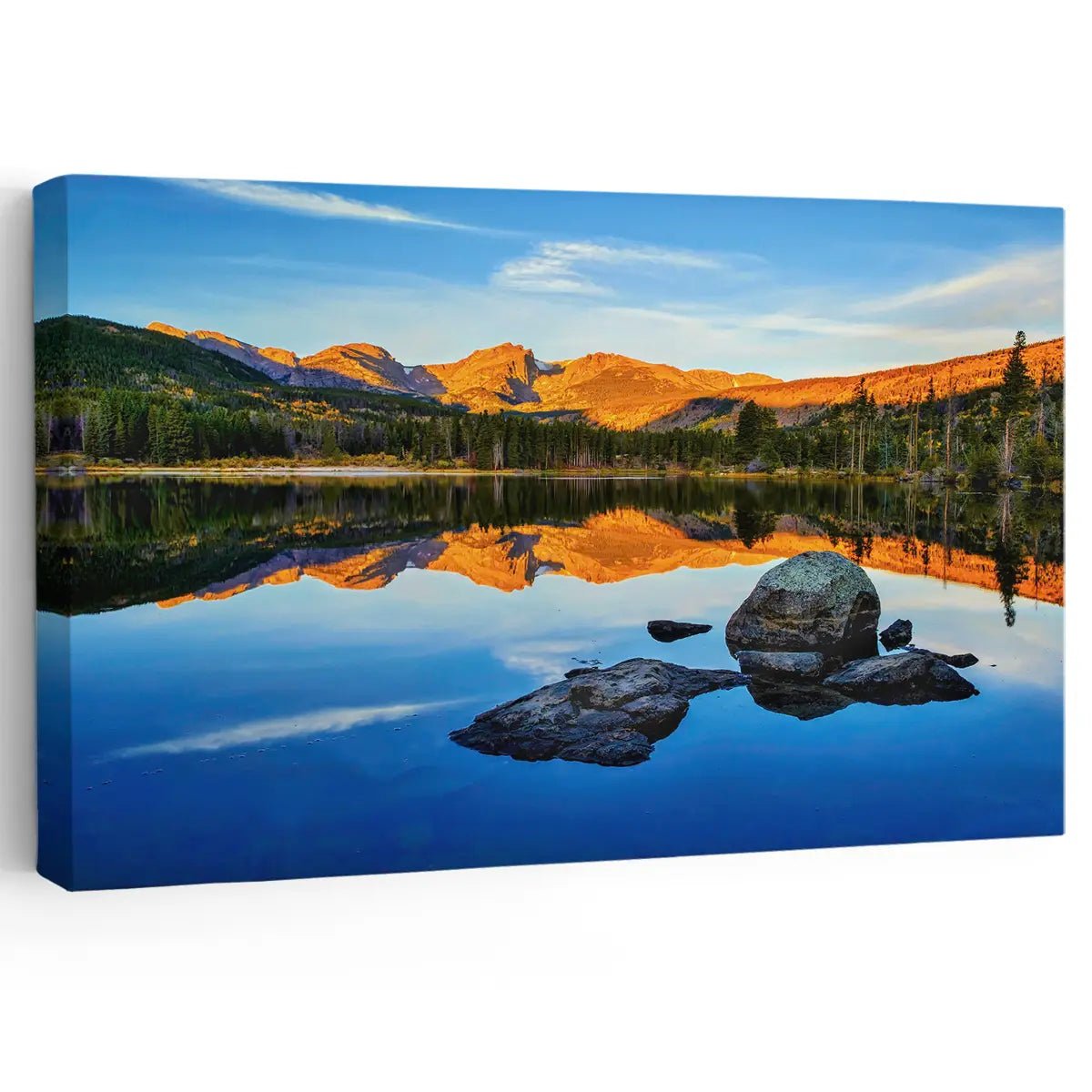Mountain Lake Reflection Wall Art Canvas