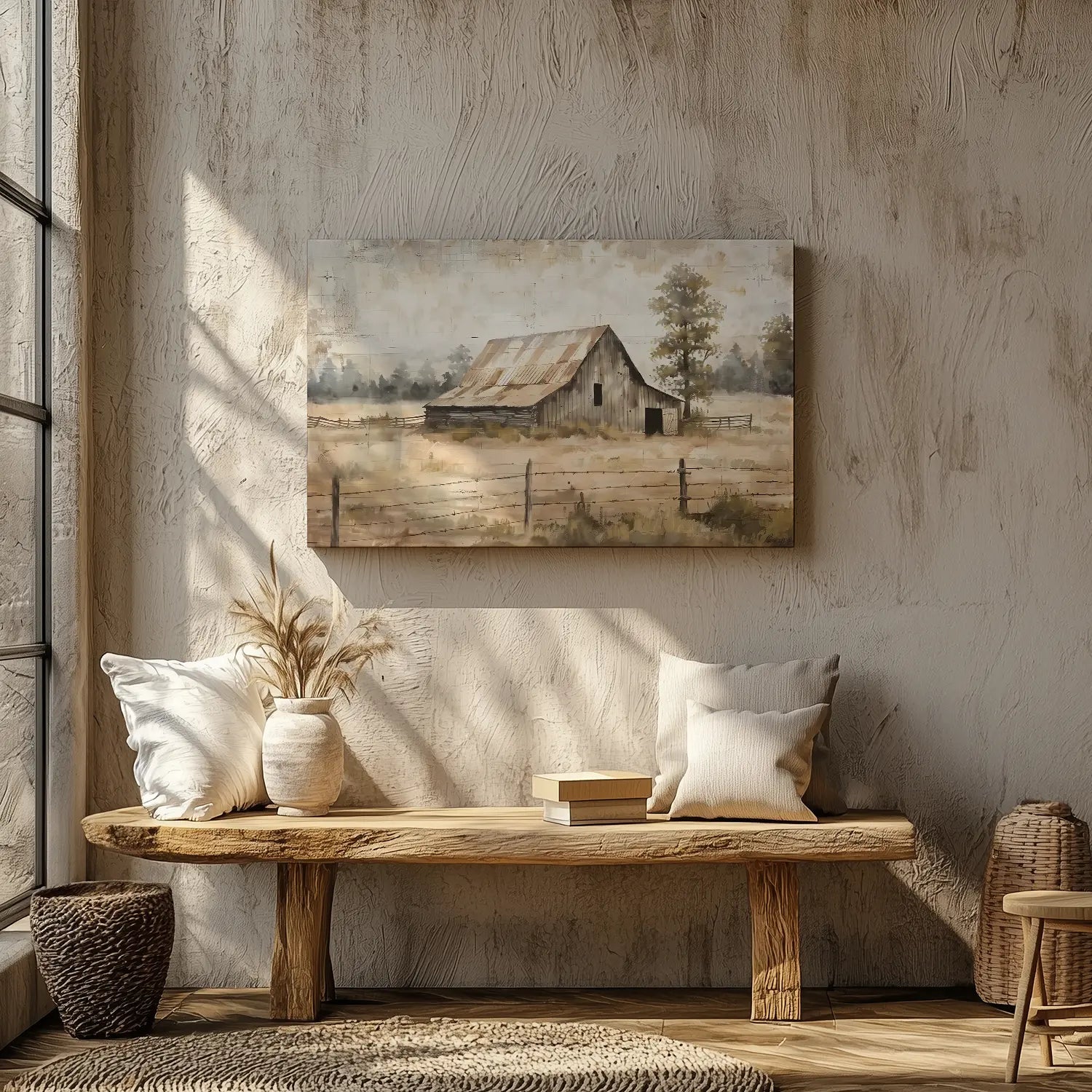 Rustic Farmhouse Wall Art Canvas arranged for a gallery wall display.