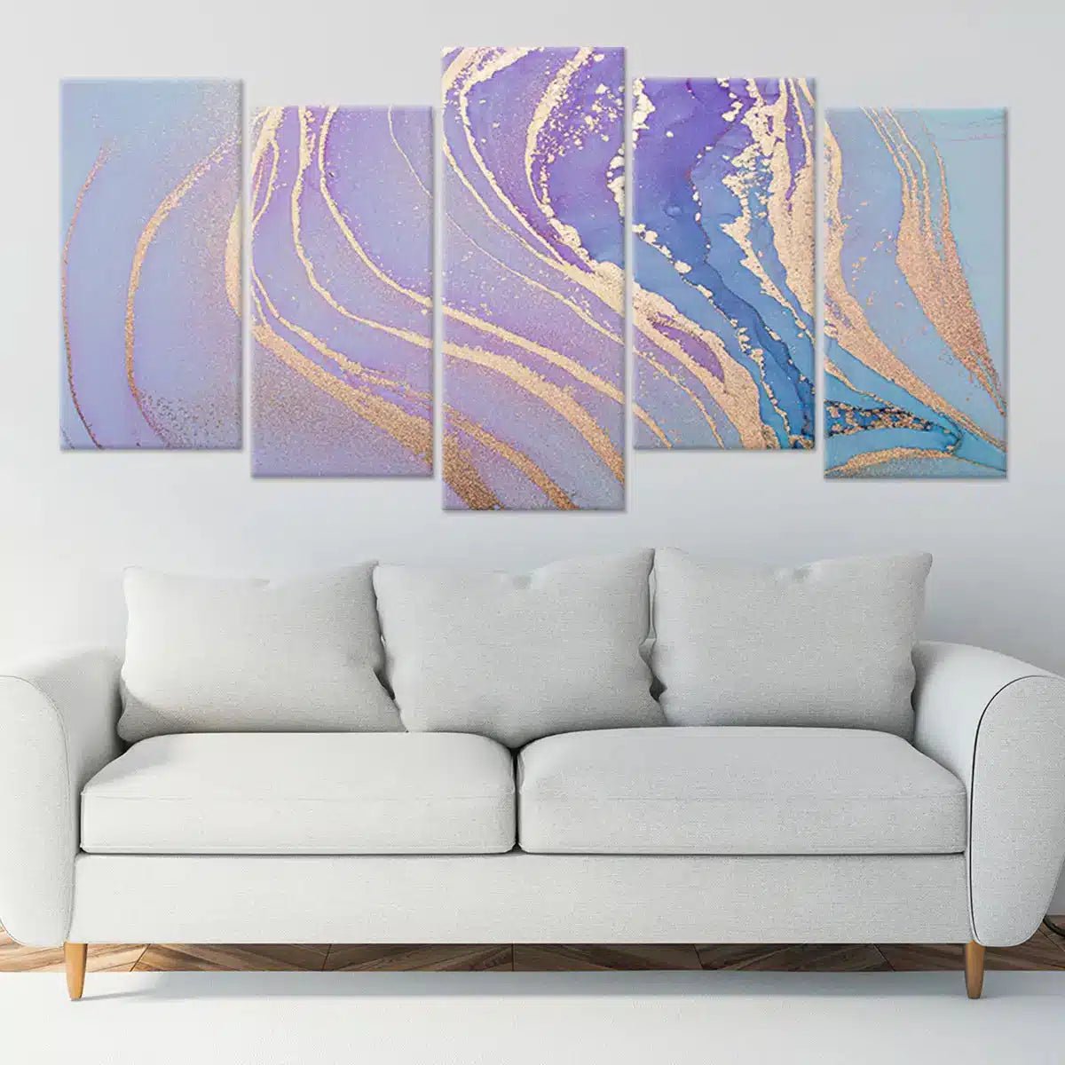 Abstract Purple and Gold Waves Wall Art For Living Room-Stunning Canvas Prints