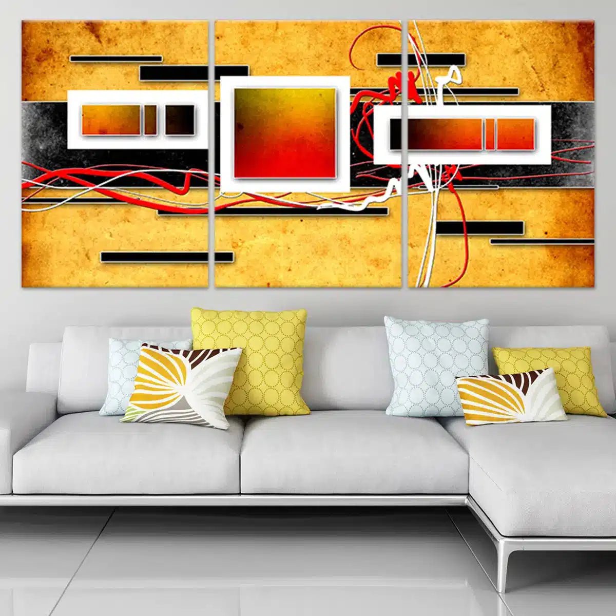 Abstract Geometric Yellow Canvas Art-Stunning Canvas Prints