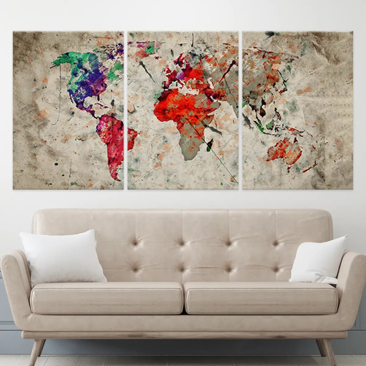 Abstract World Map Wall Art-Stunning Canvas Prints