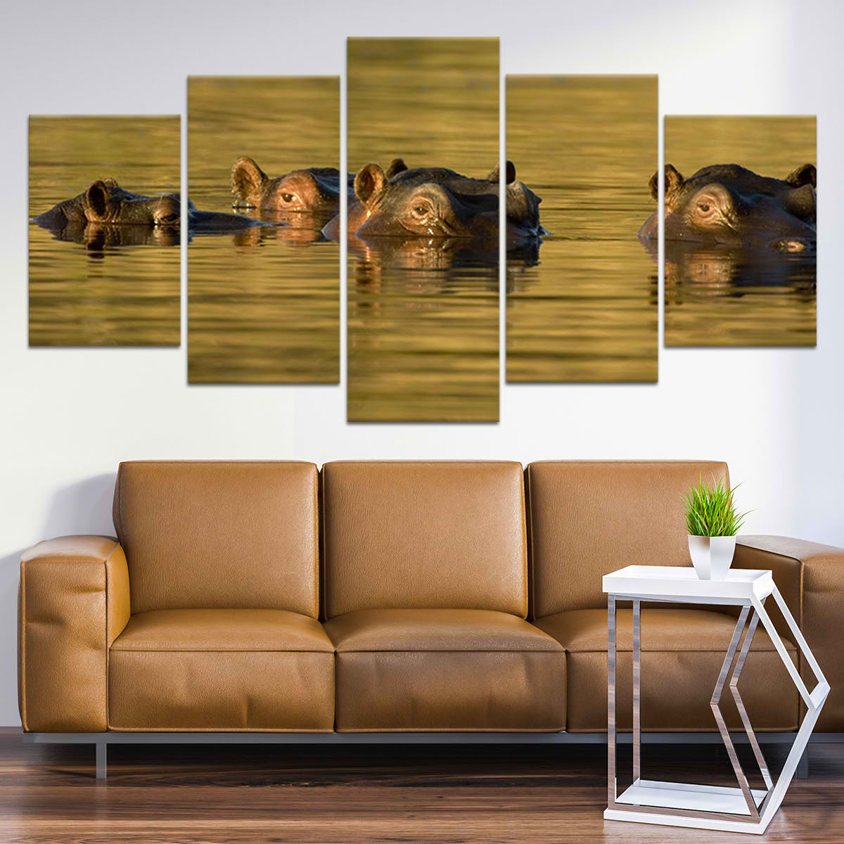 Hippopotamus In Water Wall Art-Stunning Canvas Prints