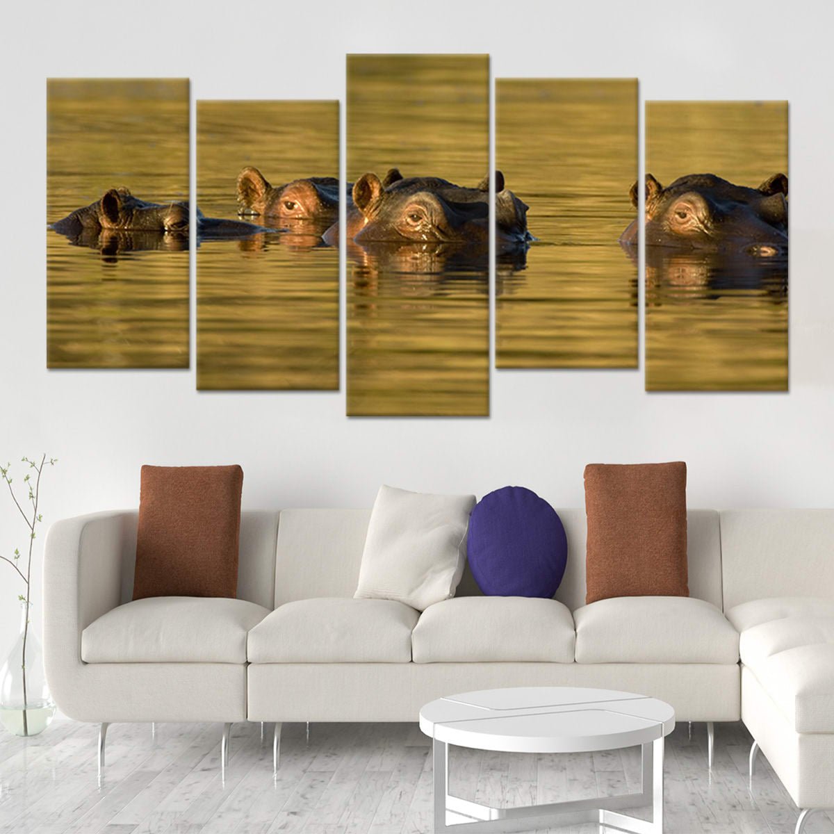 Submerged Hippos Wall Art Canvas-Stunning Canvas Prints