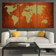 Rustic Earth Tones World Map Wall Art-Stunning Canvas Prints