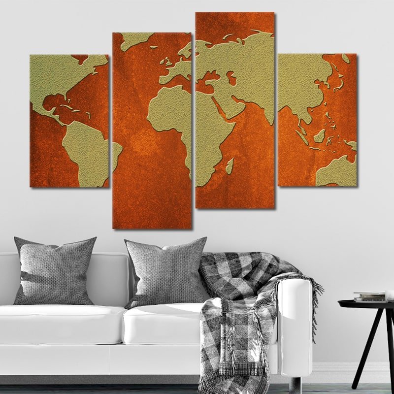 Rustic Earth Tones World Map Wall Art-Stunning Canvas Prints