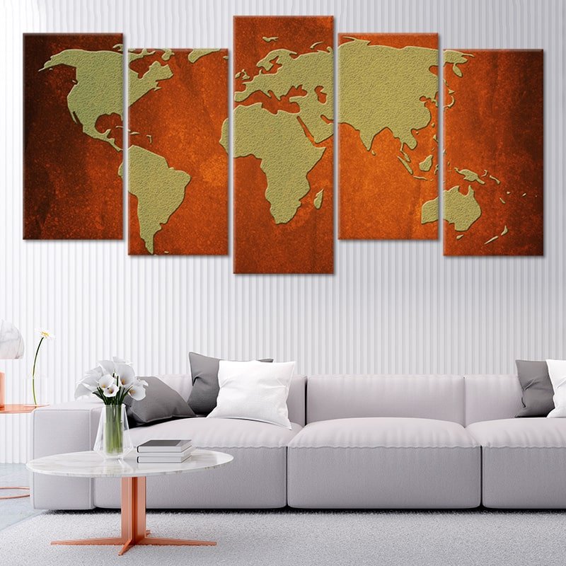 Rustic Earth Tones World Map Wall Art-Stunning Canvas Prints