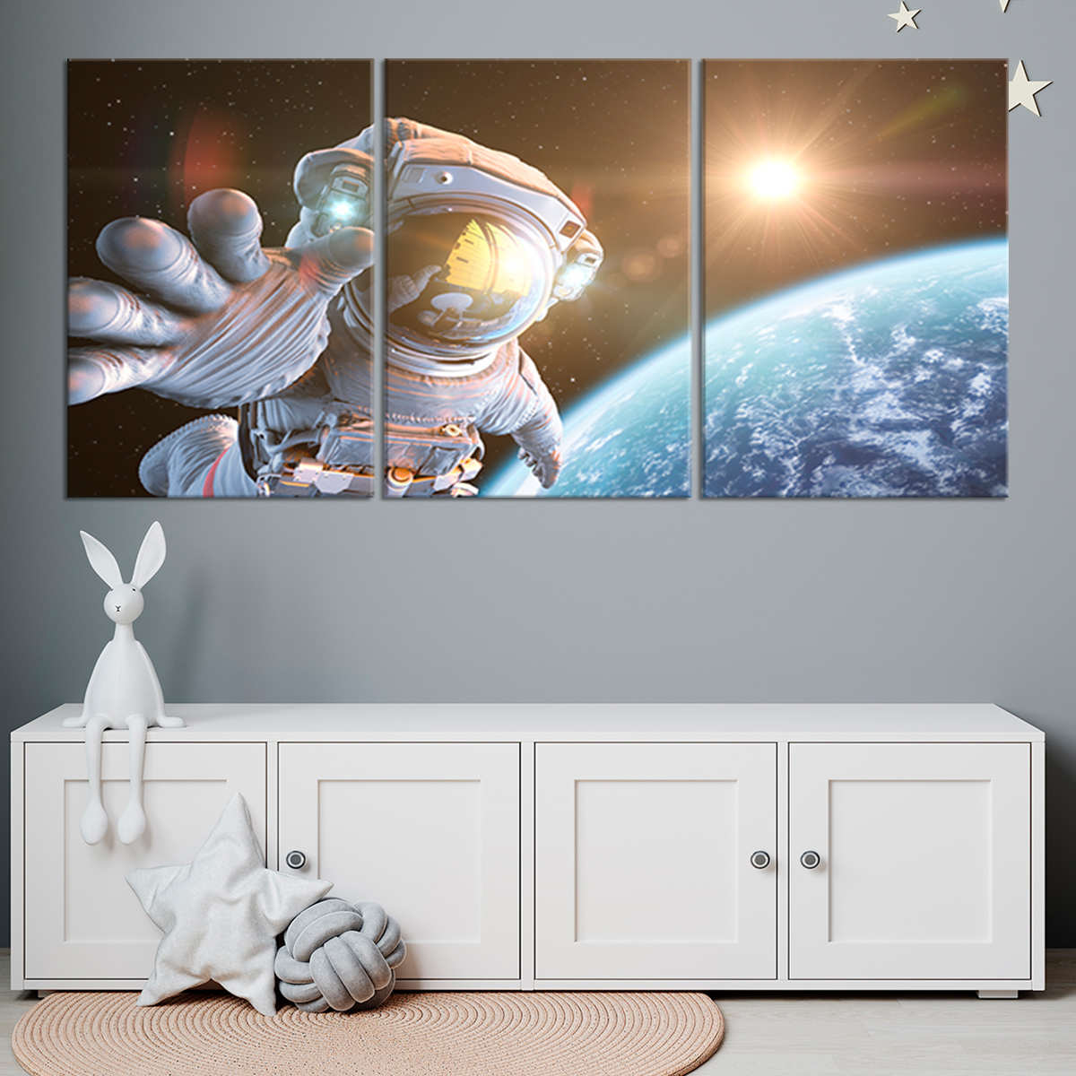 Astronaut In Outer Space Canvas Wall Art