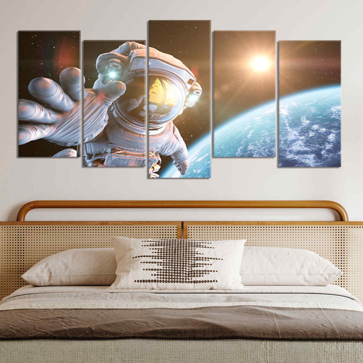 Astronaut In Outer Space Canvas Wall Art