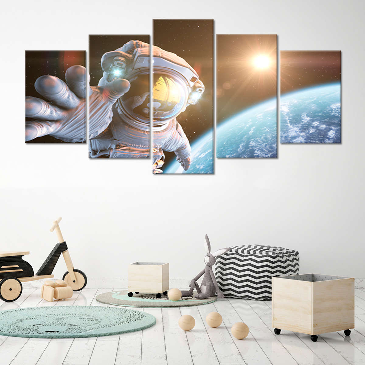 Astronaut In Outer Space Canvas Wall Art