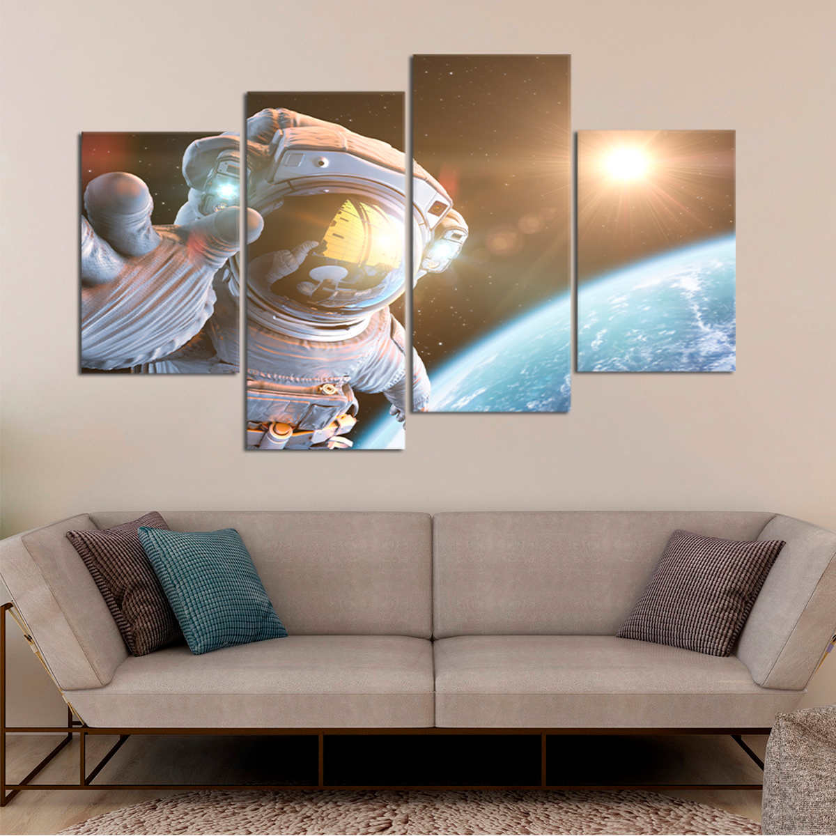 Astronaut In Outer Space Canvas Wall Art
