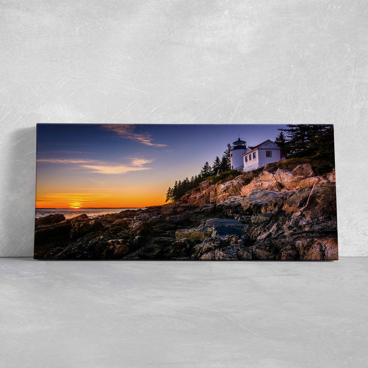 Bass Harbor Lighthouse Sunset Wall Art Canvas-Stunning Canvas Prints