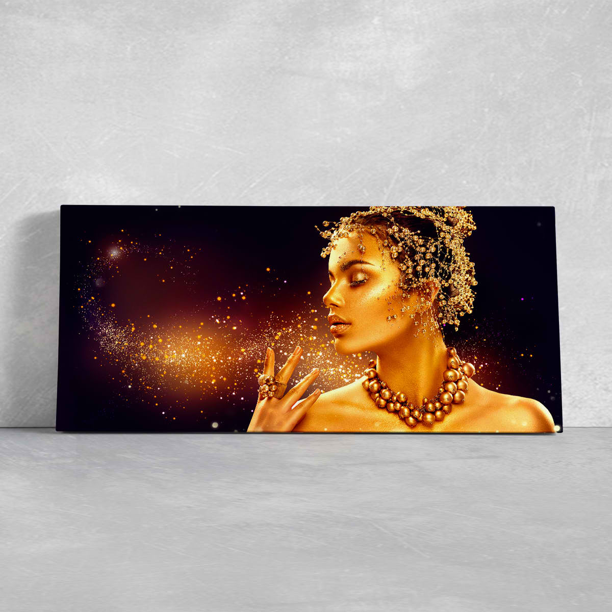Gold Female Portrait Wall Art Canvas Print-Stunning Canvas Prints