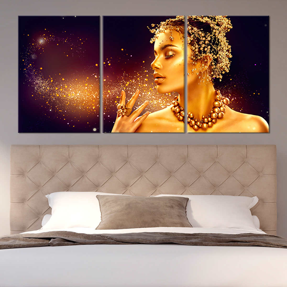 Gold Female Portrait Wall Art Canvas Print-Stunning Canvas Prints