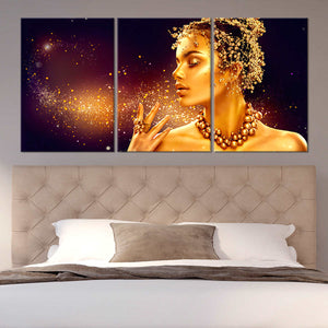 Gold Female Portrait Wall Art Canvas Print-Stunning Canvas Prints