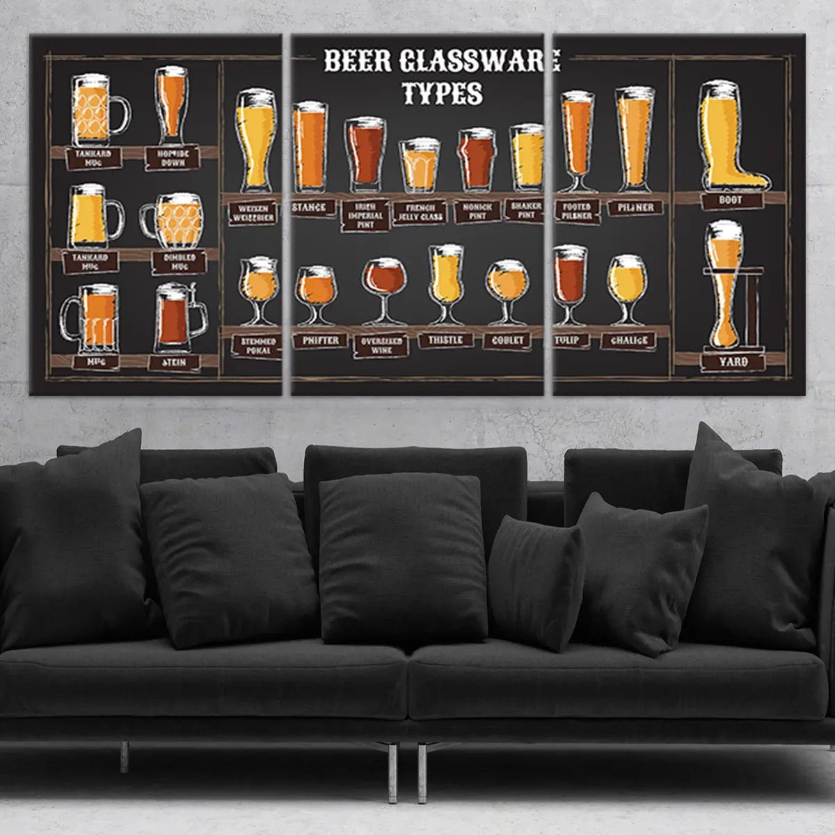 Beer Glassware Types Wall Art Canvas Print-Stunning Canvas Prints
