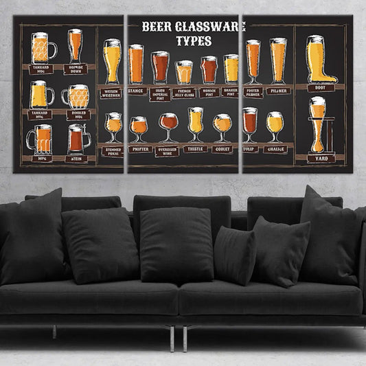Beer Glassware Types Wall Art Canvas Print-Stunning Canvas Prints