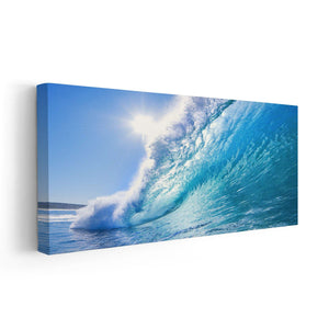 Beach house wall art with a dynamic ocean wave, adding energy to coastal interiors.