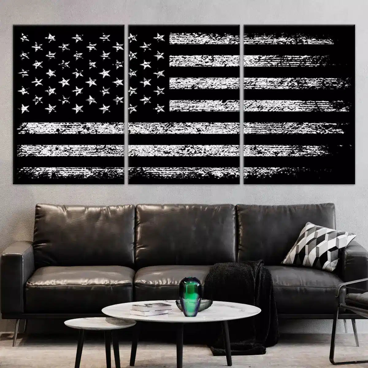 Black American Flag Wall Art-Stunning Canvas Prints