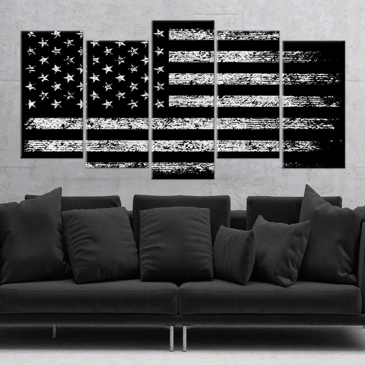 Black And White American Flag Wall Art-Stunning Canvas Prints
