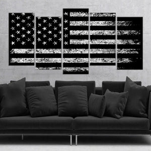 Black And White American Flag Wall Art-Stunning Canvas Prints