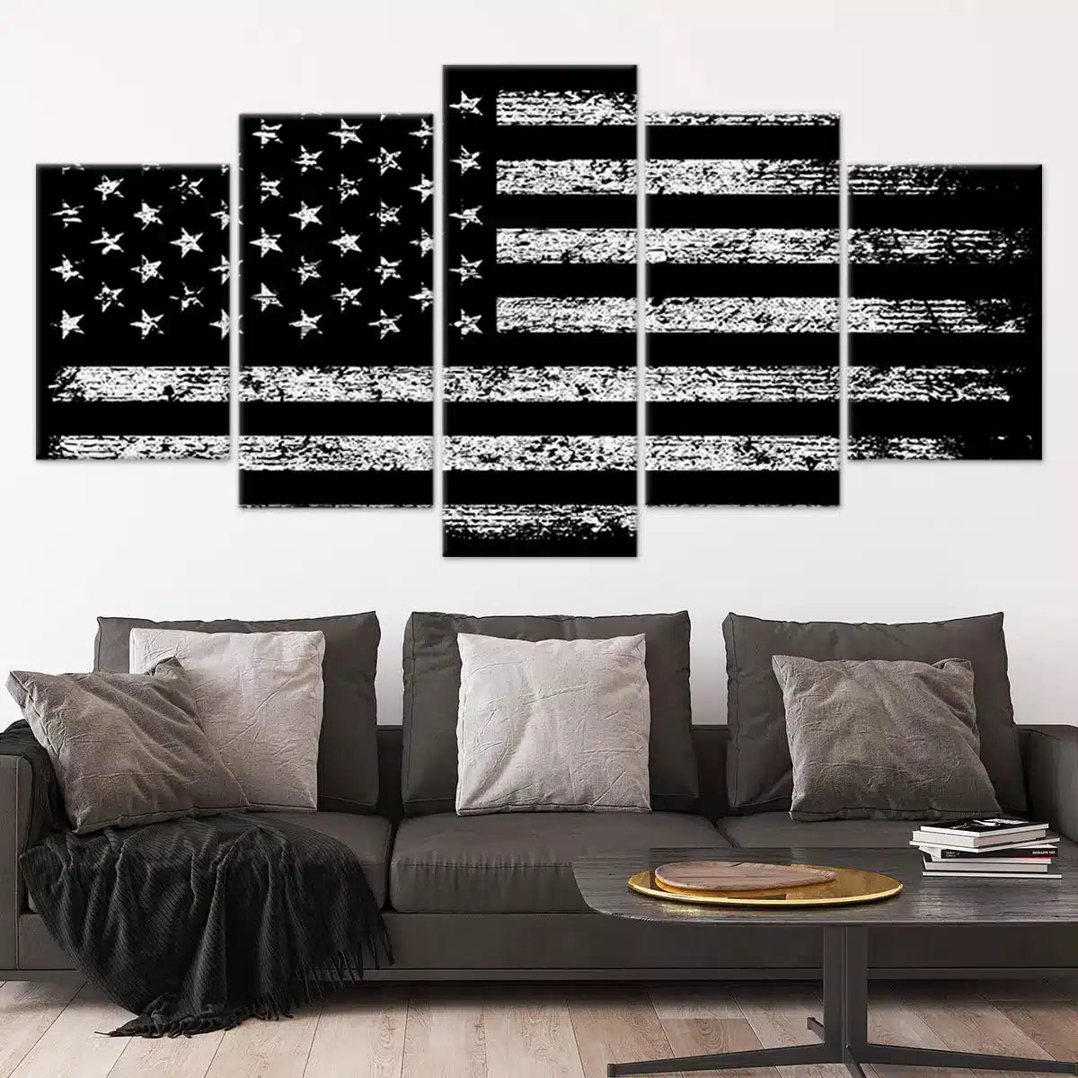 Black And White American Flag Wall Art-Stunning Canvas Prints