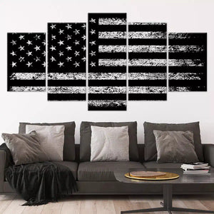 Black And White American Flag Wall Art-Stunning Canvas Prints