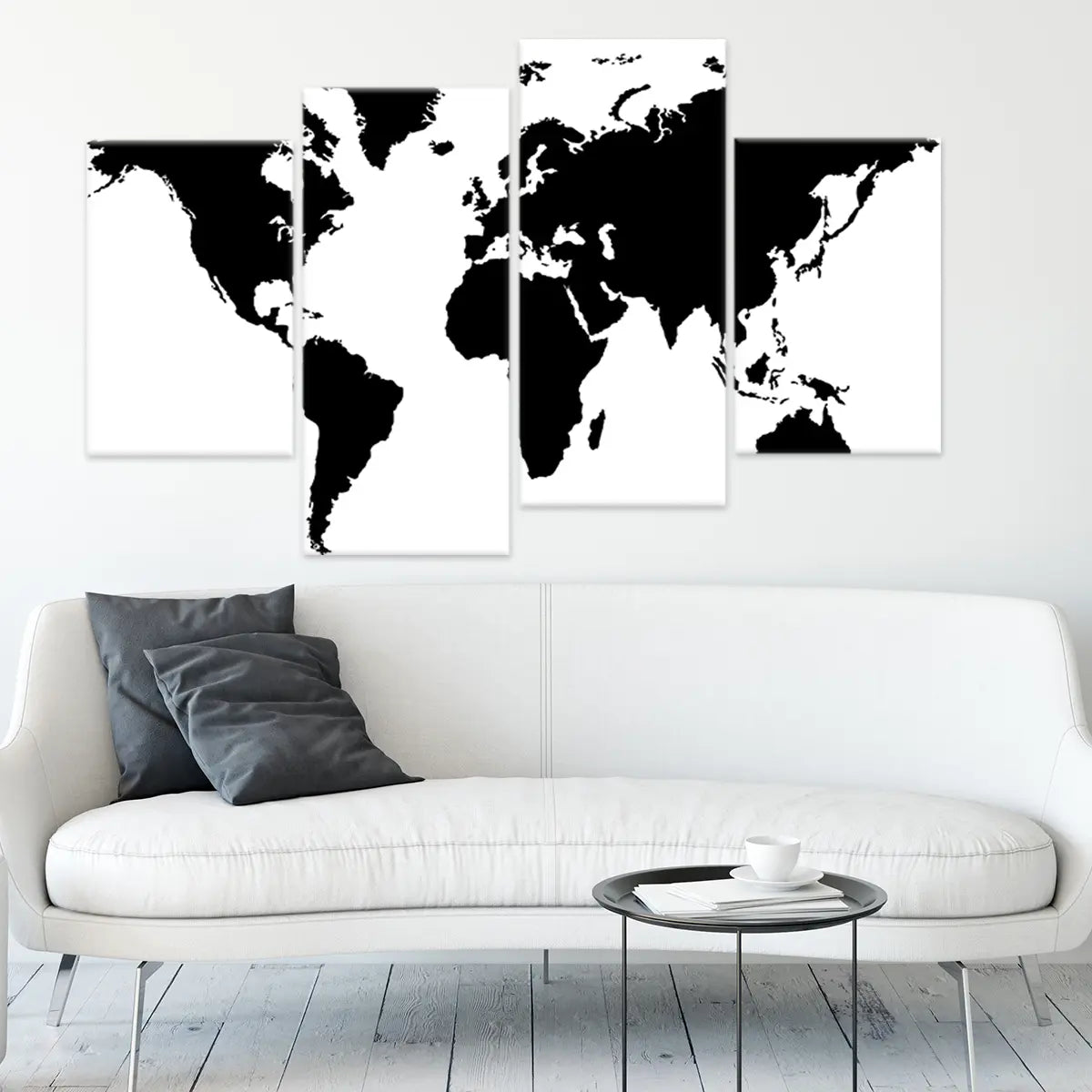 Black And White World Map Wall Art-Stunning Canvas Prints