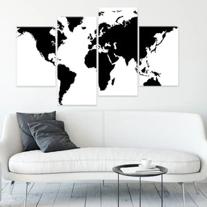 Black And White World Map Wall Art-Stunning Canvas Prints