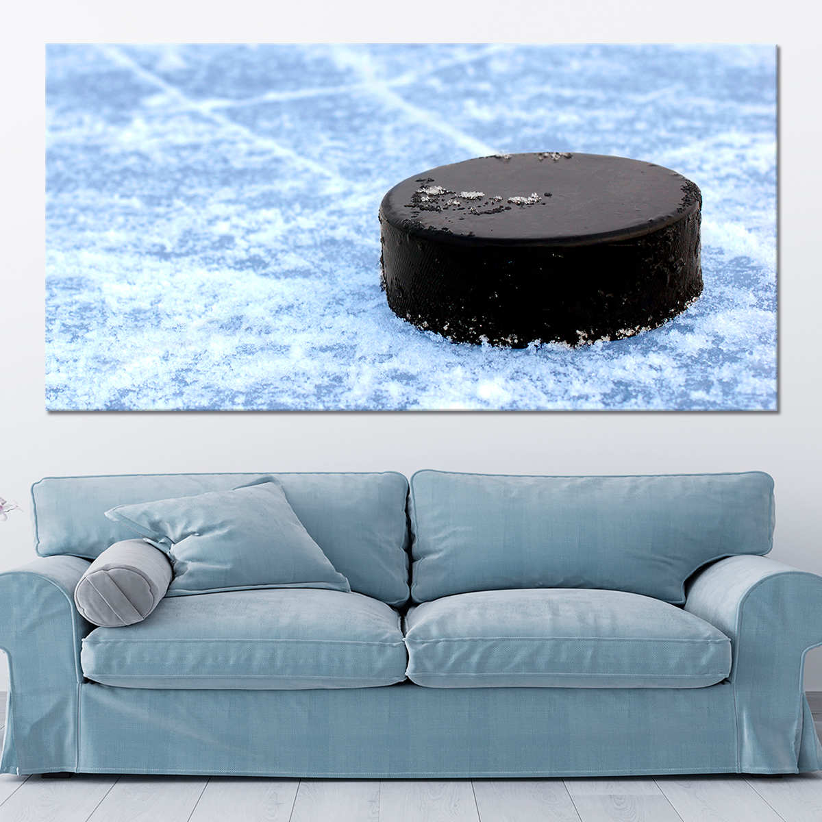 Black Hockey Puck Canvas Wall Art