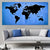 Blue Grunge World Map Multi Panel Canvas Wall Art 1 piece