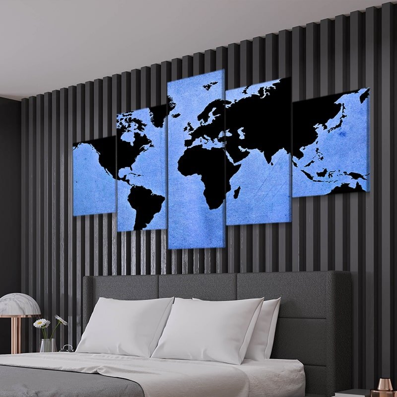Blue Grunge World Map Wall Art Canvas Print-Stunning Canvas Prints