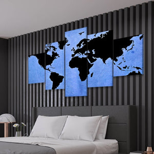 Blue Grunge World Map Wall Art Canvas Print-Stunning Canvas Prints