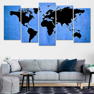 Blue Grunge World Map Wall Art Canvas Print-Stunning Canvas Prints
