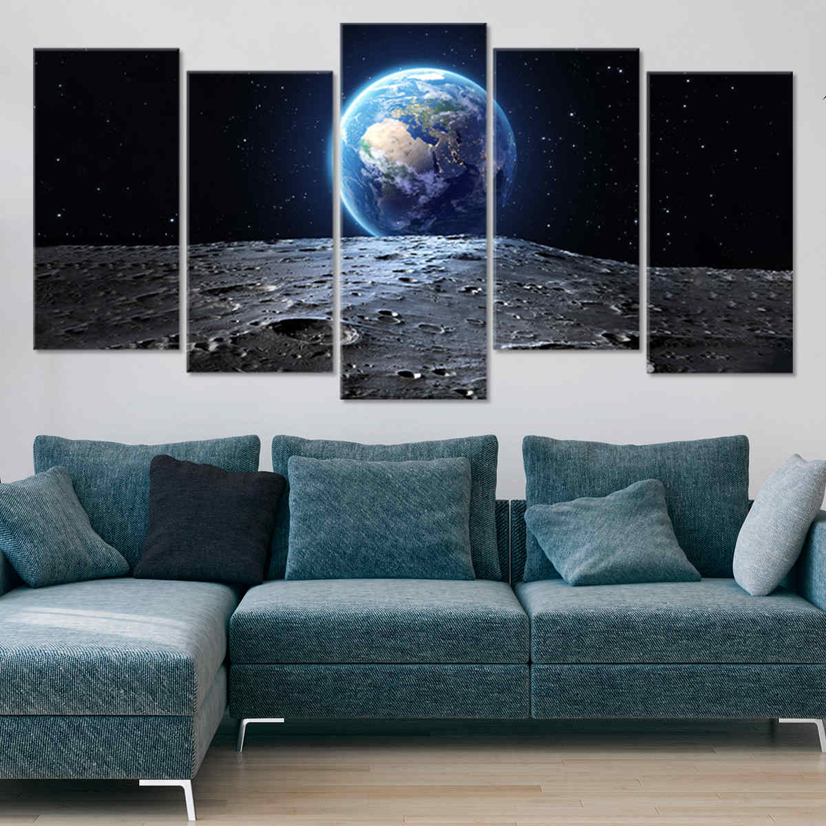 Earth Seen From The Moon Canvas Wall Art
