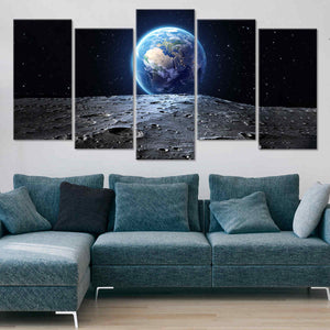 Earth Seen From The Moon Canvas Wall Art