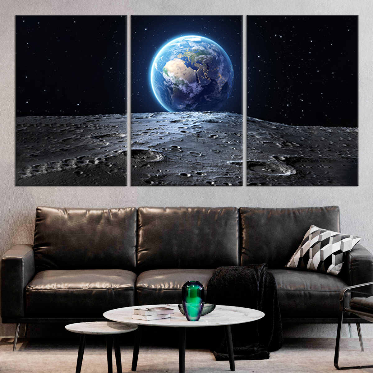 Earth Seen From The Moon Canvas Wall Art