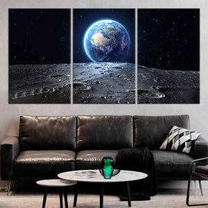 Earth Seen From The Moon Canvas Wall Art