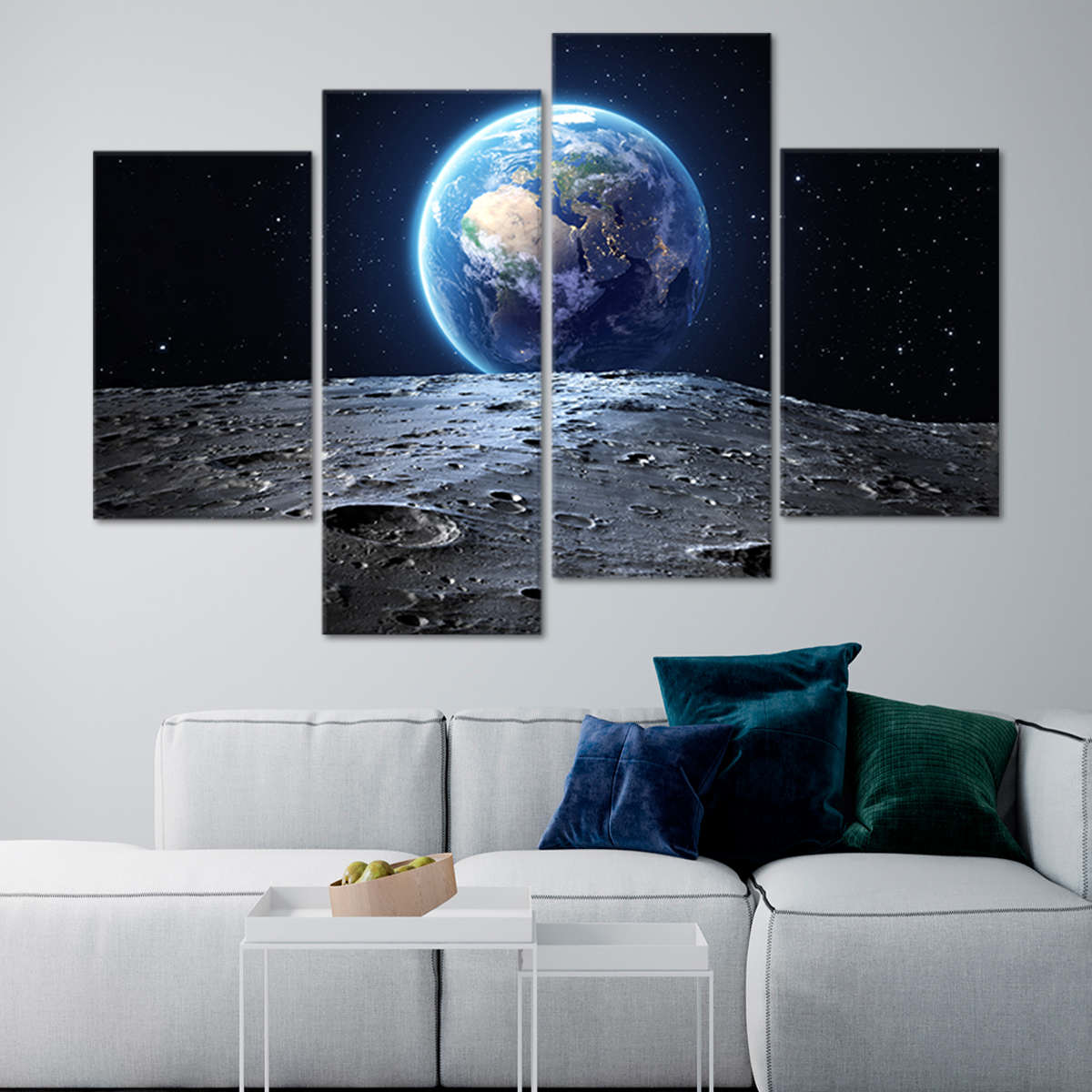 Earth Seen From The Moon Canvas Wall Art
