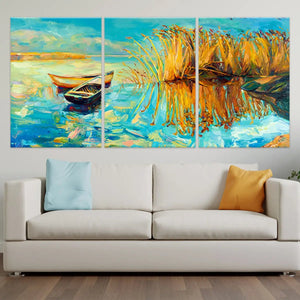 Boats At Lake Wall Art Canvas Print-Stunning Canvas Prints
