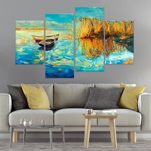 Boats At Lake Wall Art Canvas Print-Stunning Canvas Prints