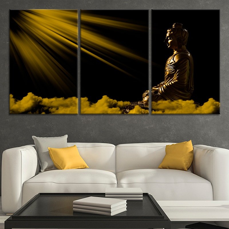 Buddha Sun Rays Canvas Wall Art