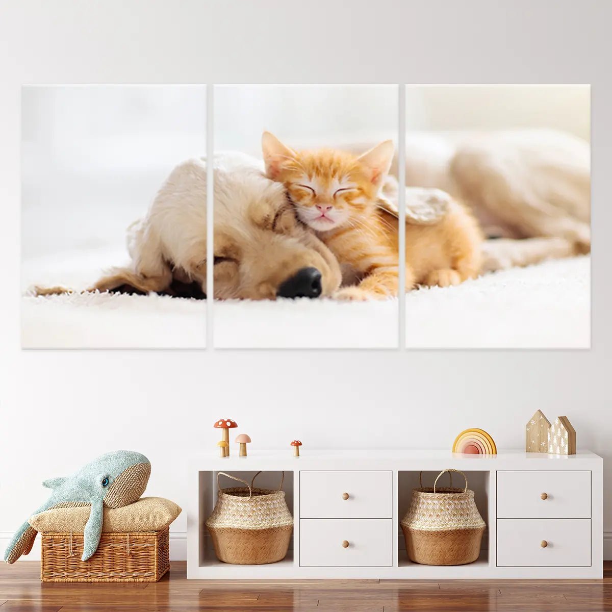 Cat And Dog Sleeping Wall Art-Stunning Canvas Prints