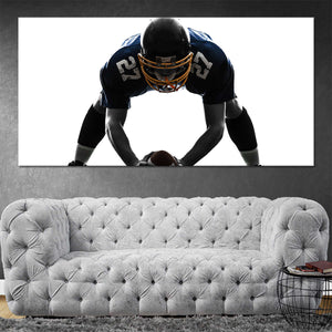 Football Player Stance Wall Art Canvas Print-Stunning Canvas Prints
