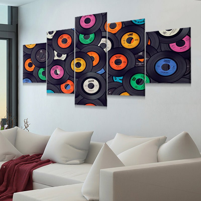 colored vinyls. Cool to hang on a wall