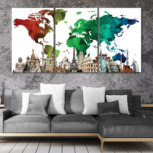 Colorful World Map Wall Art-Stunning Canvas Prints