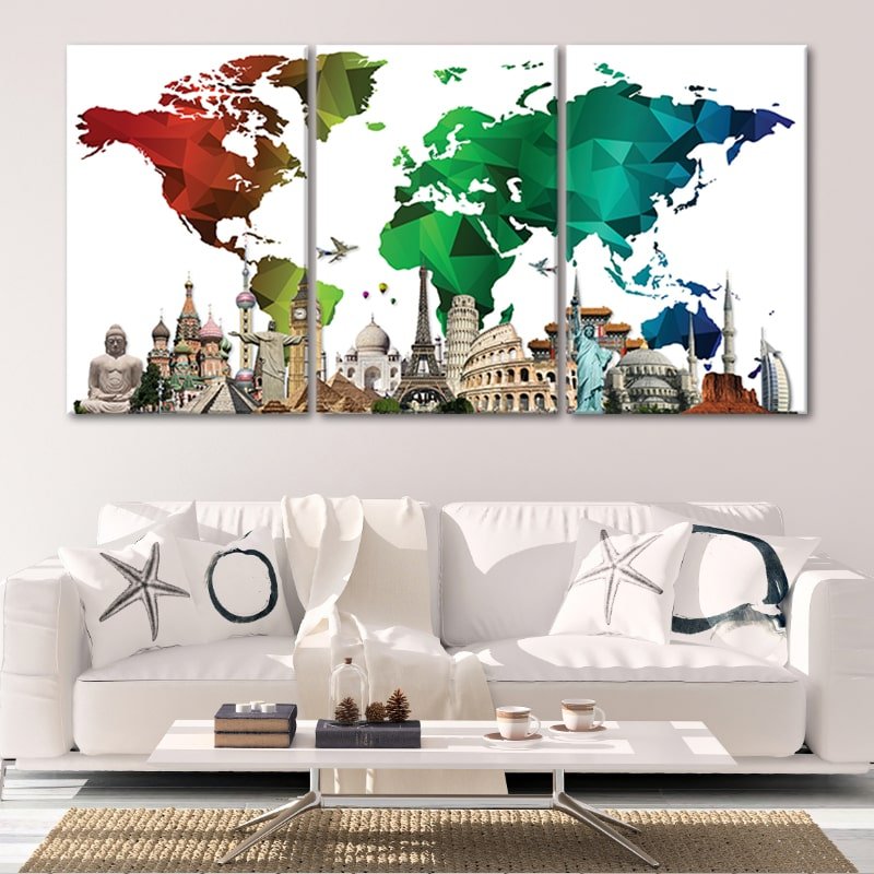 Colorful World Map Wall Art-Stunning Canvas Prints
