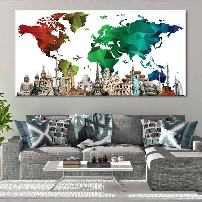 Colorful World Map Wall Art-Stunning Canvas Prints